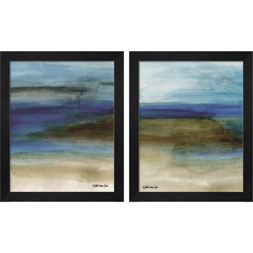 Coastal Abstraction by Stellar Design Studio, 2 Piece Black Framed Art Set