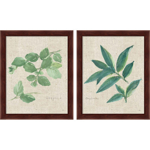 Oregano & Bay Leaf on Burlap by Chris Paschke, 2 Piece Brown Framed Art Set