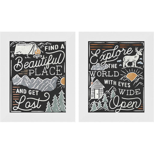Adventurous Black by Laura Marshall, 2 Piece White Framed Art Set