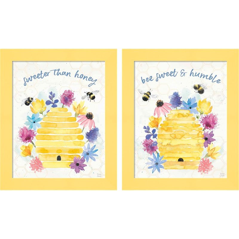 Bee Harmony by Dina June, 2 Piece Yellow Framed Art Set