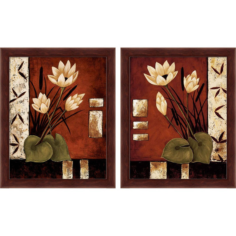 Lotus Silhouette by Krista Sewell, 2 Piece Brown Framed Art Set