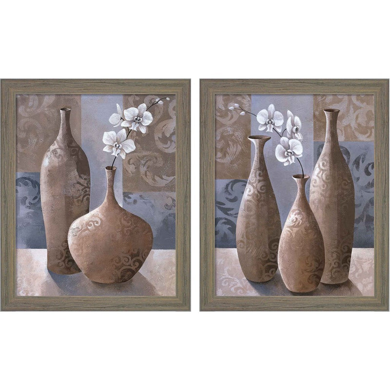 Silver Orchids by Keith Mallett, 2 Piece Rustic Gray Framed Art Set