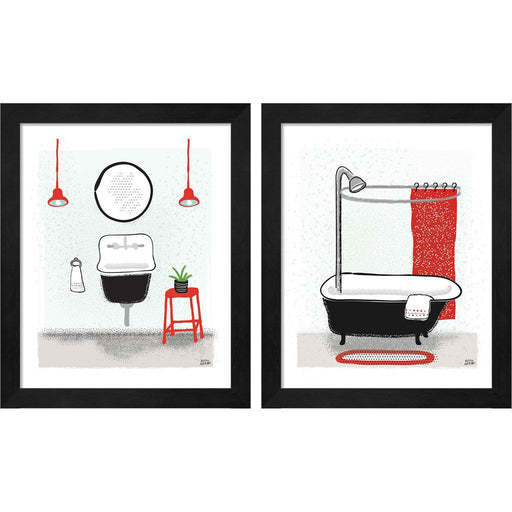 Bold Bath by Melissa Averinos, 2 Piece Black Framed Art Set