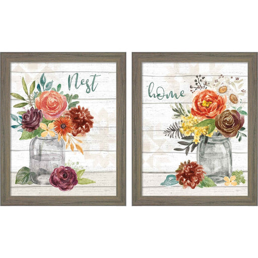 Flower Fest by Mary Urban, 2 Piece Rustic Gray Framed Art Set