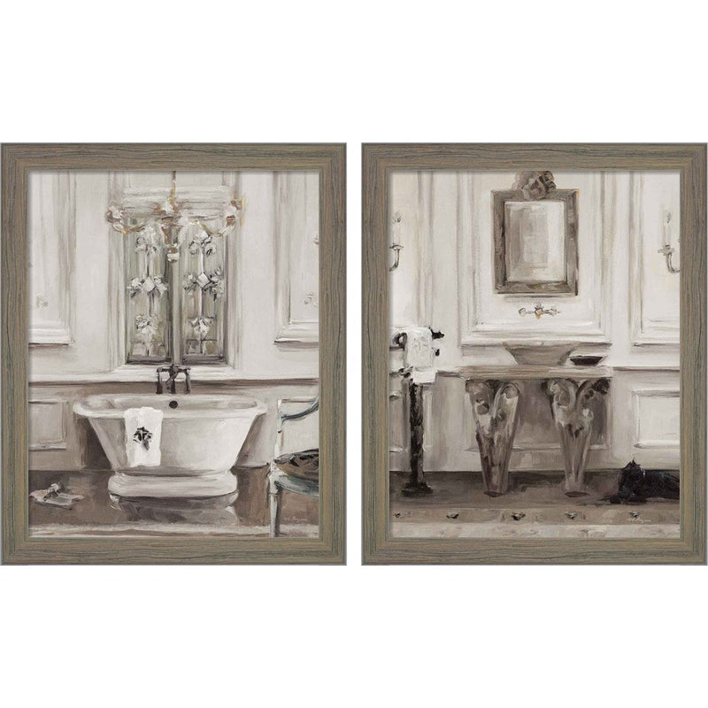 Classical Bath Gray by Marilyn Hageman, 2 Piece Rustic Gray Framed Art Set