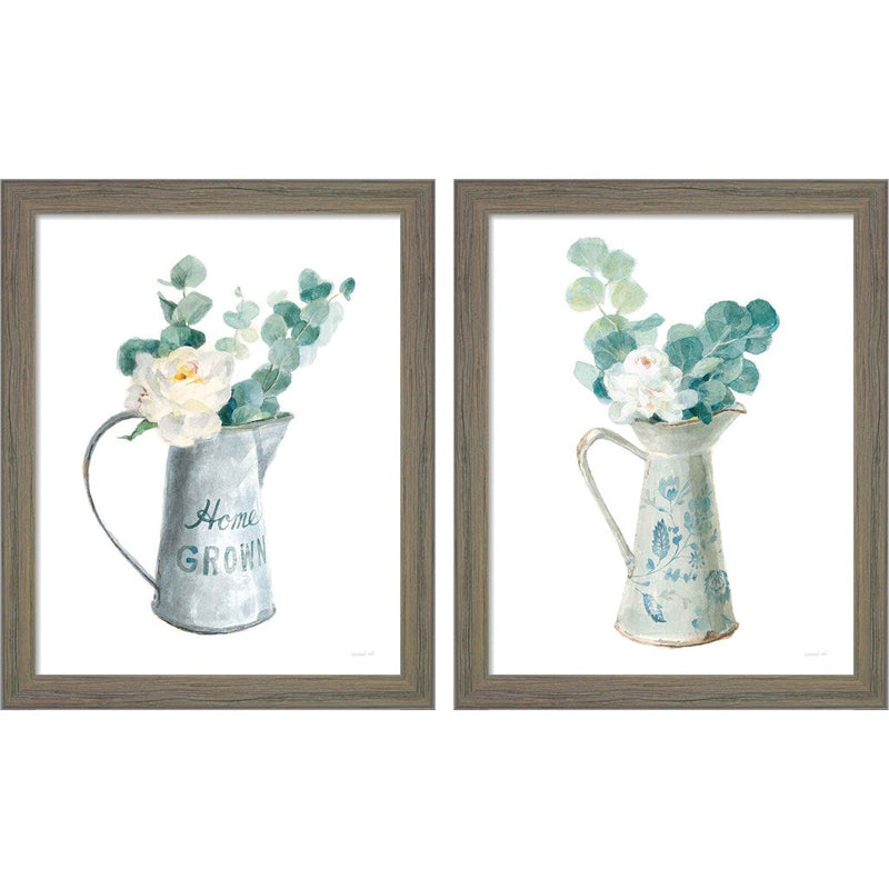Floursack Home on White by Danhui Nai, 2 Piece Rustic Gray Framed Art Set