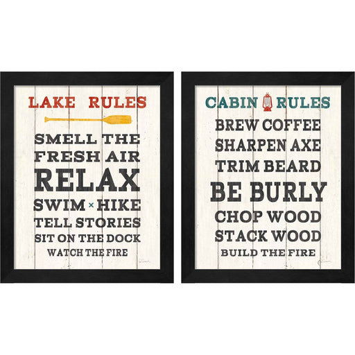 Cabin Life Neutral by Sue Schlabach, 2 Piece Black Framed Art Set
