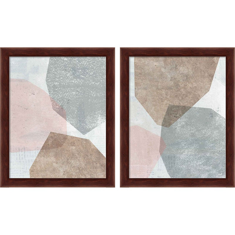 Pensive Blush Gray by Moira Hershey, 2 Piece Brown Framed Art Set