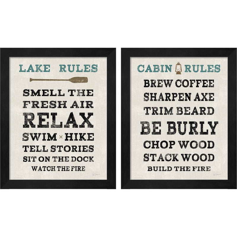 Cabin Life A by Sue Schlabach, 2 Piece Black Framed Art Set