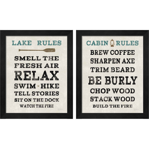Cabin Life A by Sue Schlabach, 2 Piece Black Framed Art Set