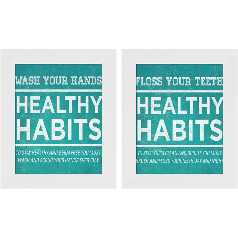 Healthy Habits by SD Graphics Studio, 2 Piece White Framed Art Set