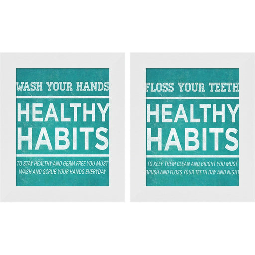 Healthy Habits by SD Graphics Studio, 2 Piece White Framed Art Set