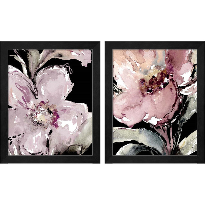 Happy Bloom on Black by Lanie Loreth, 2 Piece Black Framed Art Set