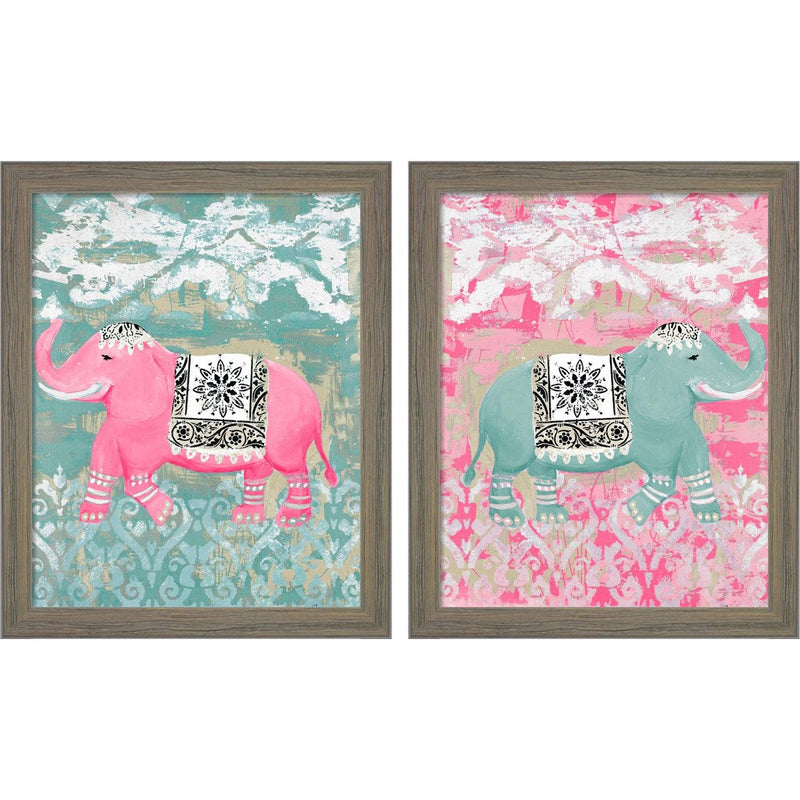Pink Bazaar by Hakimipour - Ritter, 2 Piece Rustic Gray Framed Art Set