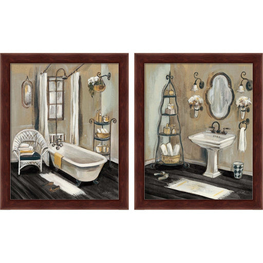 French Bath Black by Silvia Vassileva, 2 Piece Brown Framed Art Set