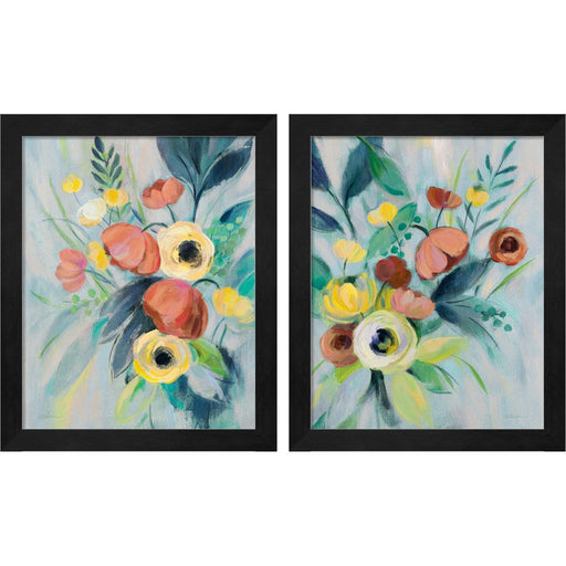 Colorful Elegant Floral by Silvia Vassileva, 2 Piece Black Framed Art Set