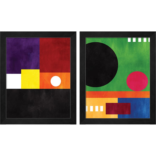 Multicolor Geometric B by Linda Woods, 2 Piece Black Framed Art Set