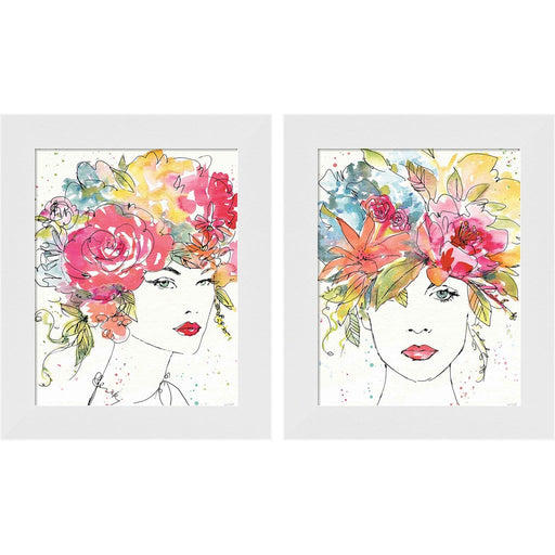 Floral Figures B by Anne Tavoletti, 2 Piece White Framed Art Set