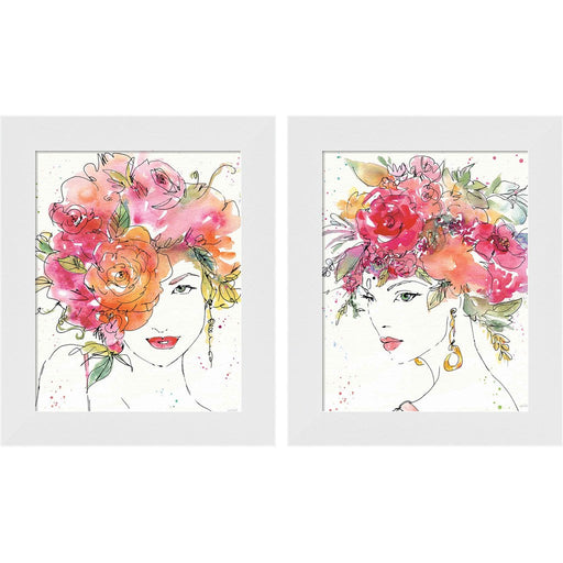 Floral Figures A by Anne Tavoletti, 2 Piece White Framed Art Set