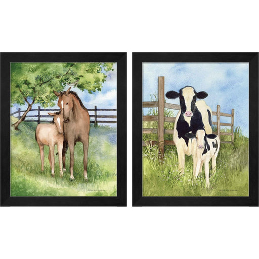 Farm Family B by Kathleen Parr McKenna, 2 Piece Black Framed Art Set