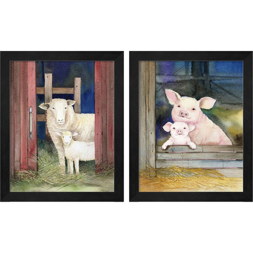 Farm Family A by Kathleen Parr McKenna, 2 Piece Black Framed Art Set