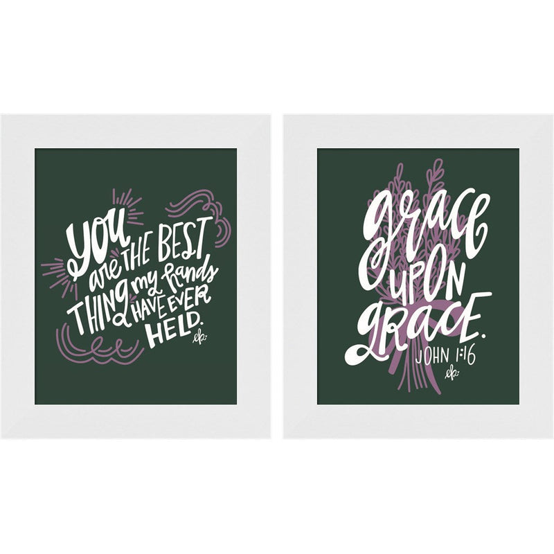 Lilac Best Things & Grace Upon Grace by Erin Barrett, 2 Piece White Framed Art Set