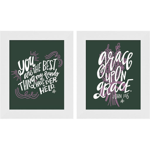 Lilac Best Things & Grace Upon Grace by Erin Barrett, 2 Piece White Framed Art Set