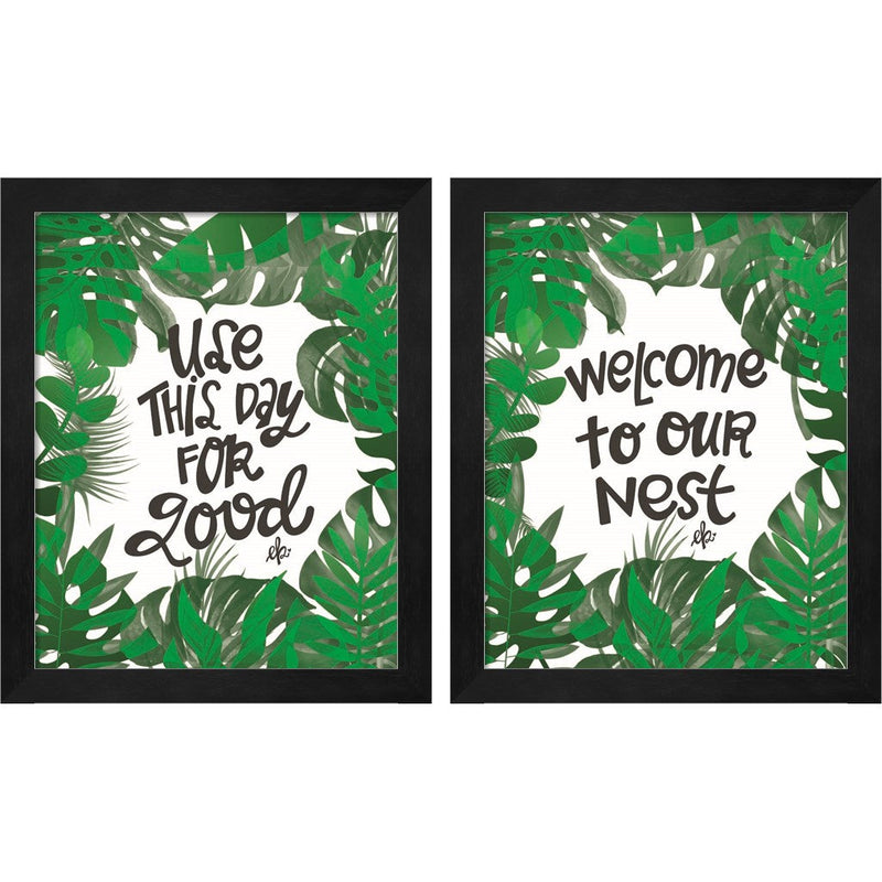 Use This Day for Good & Welcome to Our Nest by Erin Barrett, 2 Piece Black Framed Art Set