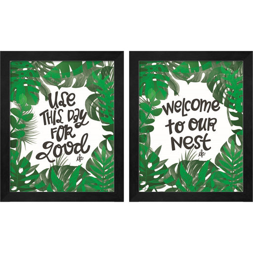 Use This Day for Good & Welcome to Our Nest by Erin Barrett, 2 Piece Black Framed Art Set