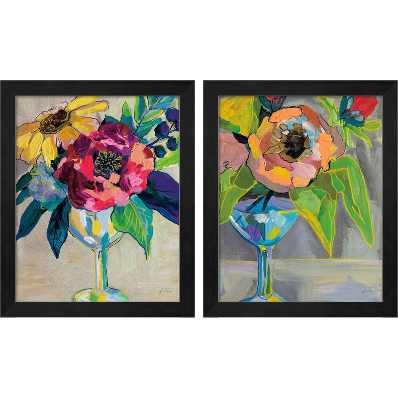 Cup of Wine & Half Fun by Jeanette Vertentes, 2 Piece Black Framed Art Set