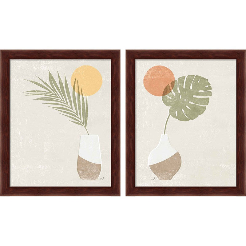 Sun Palm by Moira Hershey, 2 Piece Brown Framed Art Set
