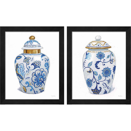 Flora Chinoiserie C by Emily Adams, 2 Piece Black Framed Art Set