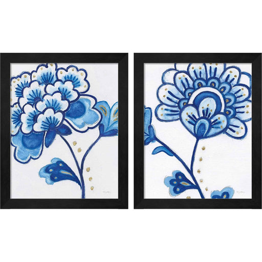 Flora Chinoiserie B by Emily Adams, 2 Piece Black Framed Art Set