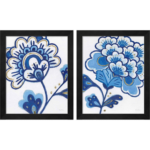 Flora Chinoiserie A by Emily Adams, 2 Piece Black Framed Art Set