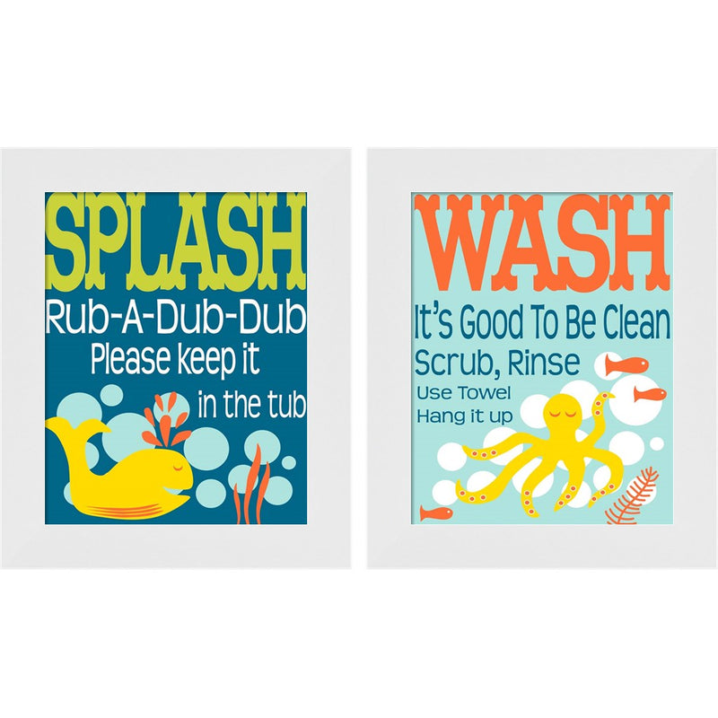 Ocean Bubble Friends by Leslie Fuqua, 2 Piece White Framed Art Set