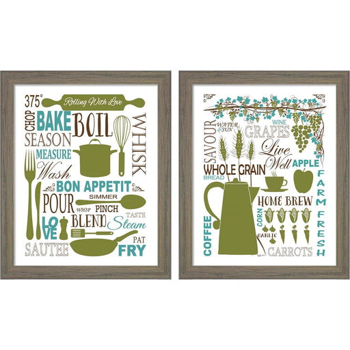 Culinary Love (color) by Leslie Fuqua, 2 Piece Rustic Gray Framed Art Set