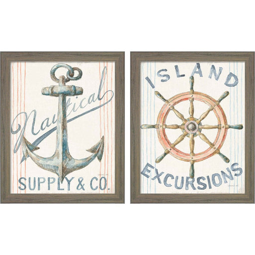Floursack Nautical A by Danhui Nai, 2 Piece Rustic Gray Framed Art Set