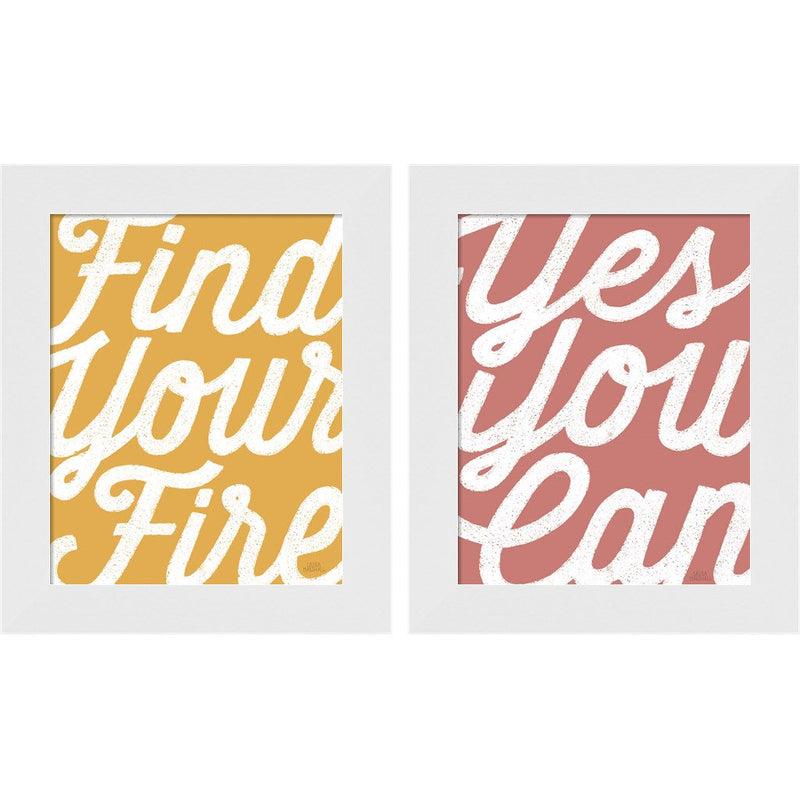 Positivity by Laura Marshall, 2 Piece White Framed Art Set