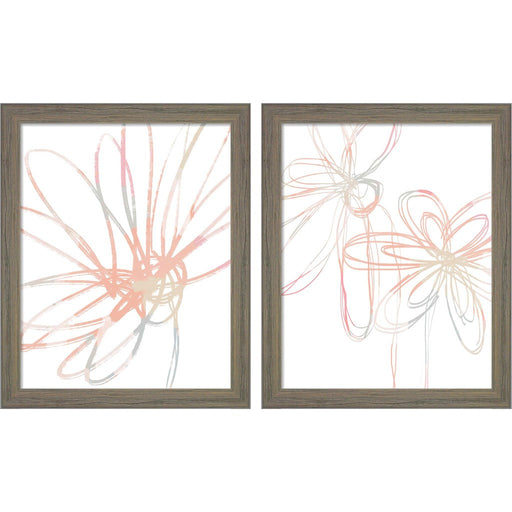 Neutral Inky Flower by Linda Woods, 2 Piece Rustic Gray Framed Art Set