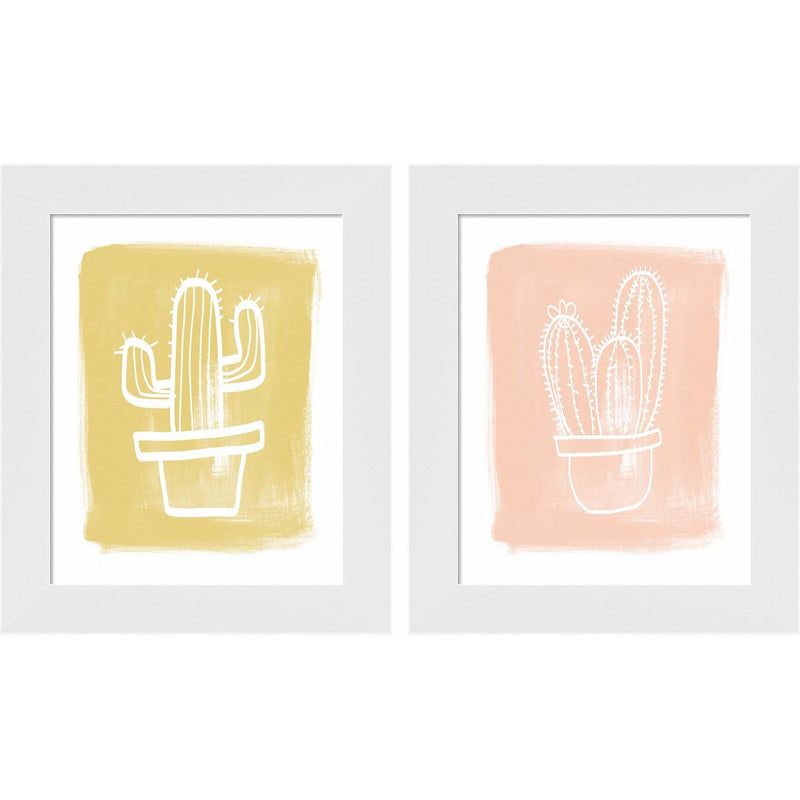 Southwest Cactus by Linda Woods, 2 Piece White Framed Art Set