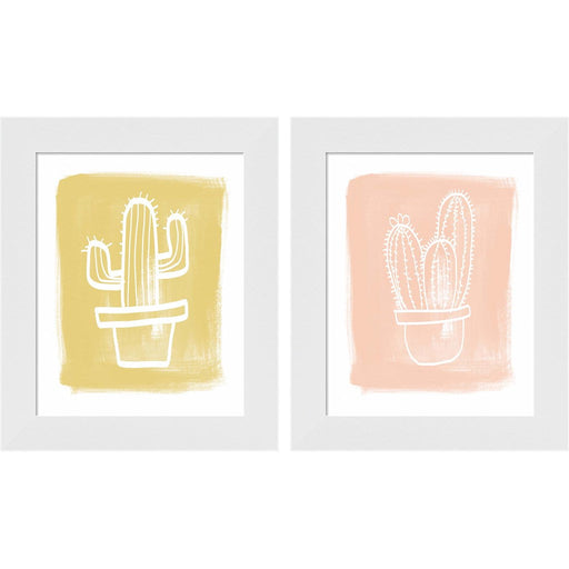 Southwest Cactus by Linda Woods, 2 Piece White Framed Art Set