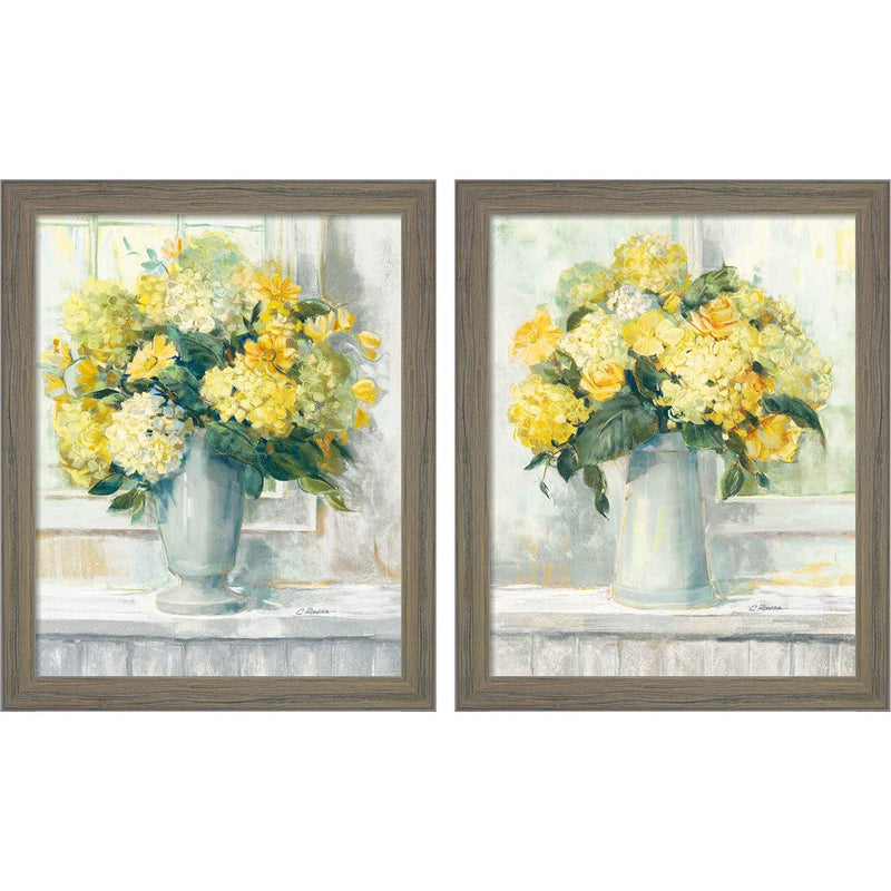 Endless Summer Bouquet Yellow by Carol Rowan, 2 Piece Rustic Gray Framed Art Set
