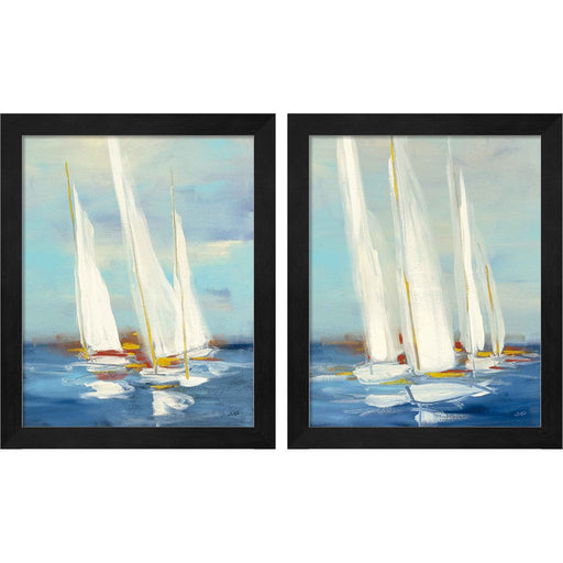 Summer Regatta Red Yellow by Julia Purinton, 2 Piece Black Framed Art Set