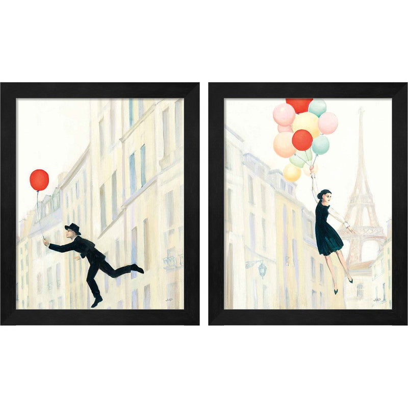 Aloft In Paris by Julia Purinton, 2 Piece Black Framed Art Set