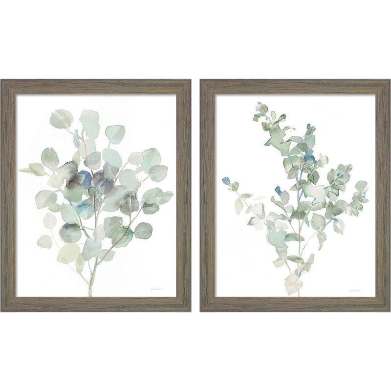Eucalyptus Cool by Danhui Nai, 2 Piece Rustic Gray Framed Art Set