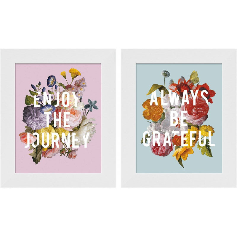 Floral Sentiment Crop by Wild Apple Portfolio, 2 Piece White Framed Art Set