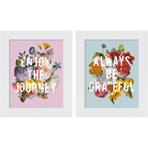 Floral Sentiment Crop by Wild Apple Portfolio, 2 Piece White Framed Art Set
