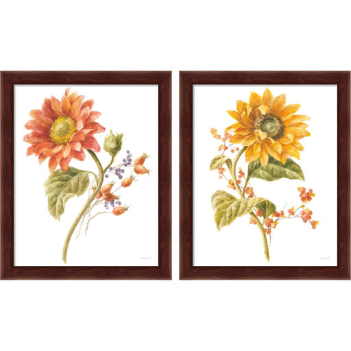 Floursack Autumn on White by Danhui Nai, 2 Piece Brown Framed Art Set