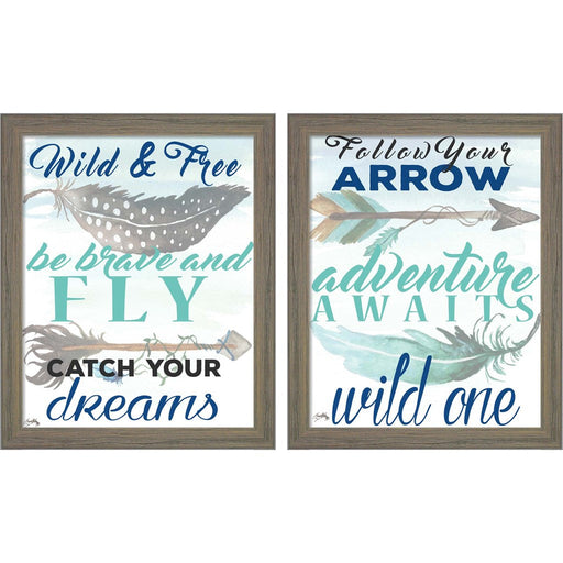 Inspiring by Elizabeth Medley, 2 Piece Rustic Gray Framed Art Set