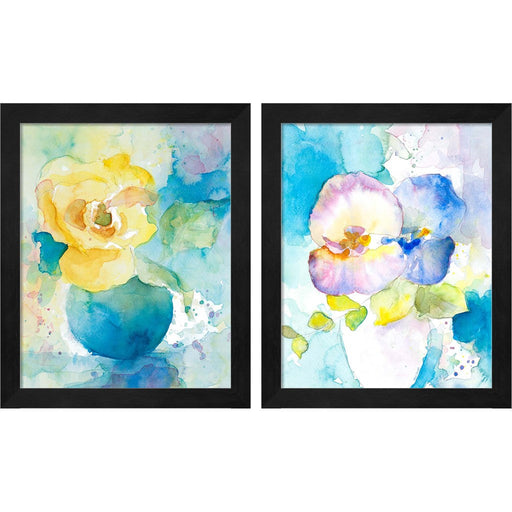 Abstract Vase of Flowers by Lanie Loreth, 2 Piece Black Framed Art Set